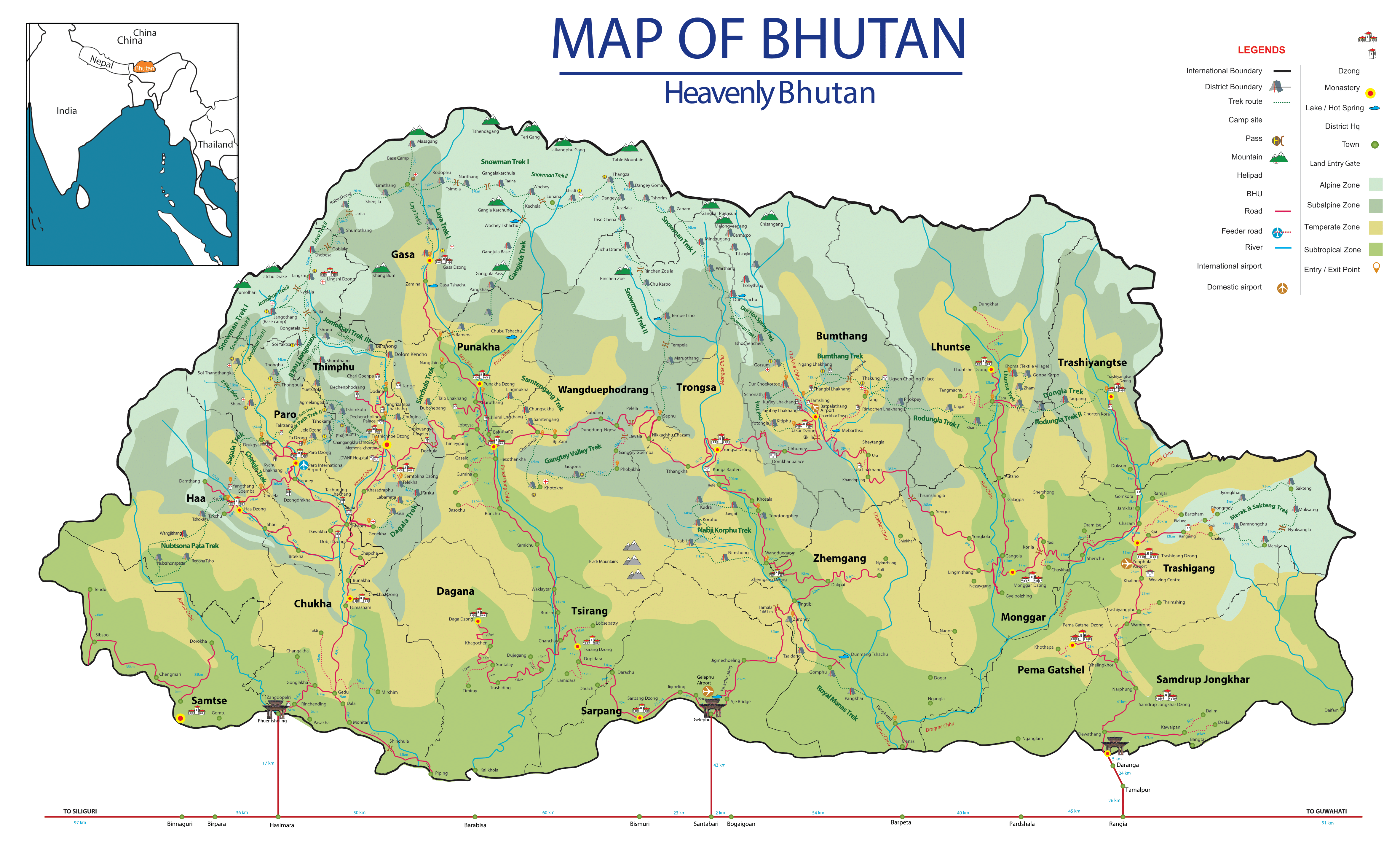 map of Bhutan